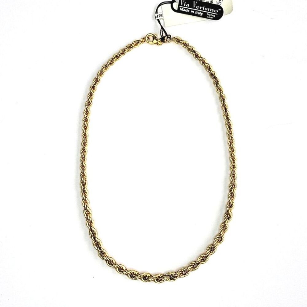 VIA VERISMO NWT Gold Plated Sterling Silver Rope Chain Necklace 18 inches